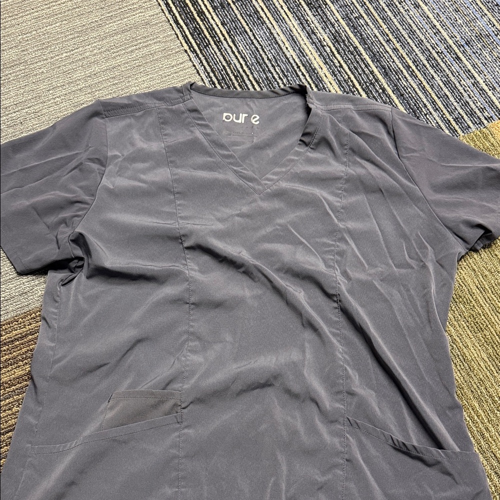 Women's V-Neck Short Sleeve Scrub Top - Charcoal